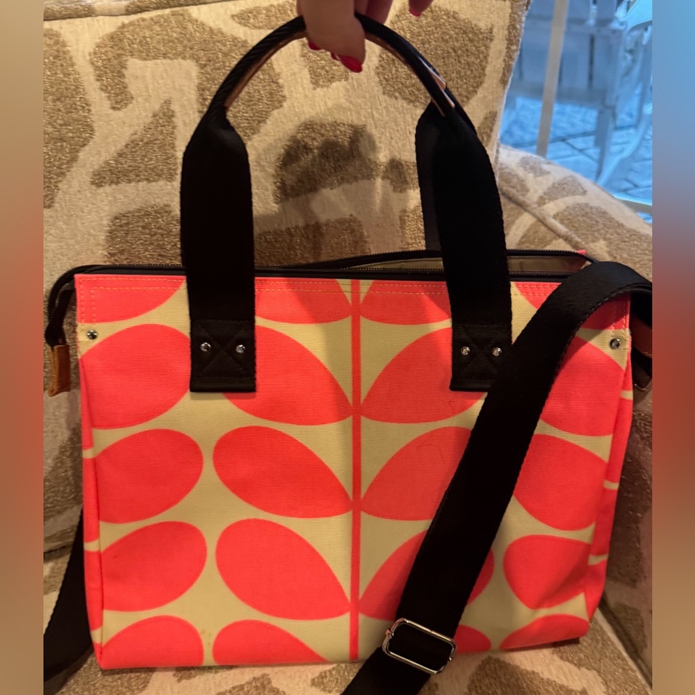 Orla Kiely Stylish Pink and Cream Tote Bag